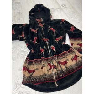 Novelty Print Fleece Zip Up Women's Cinched Waist Jacket